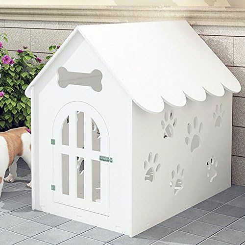 SYSTOND Dog House Environmental Protection Plate Hollow Out Pet Playpen Plastic Kennel Dog House Cage Animal Shelter for Small Medium Large Dogs Pets White House02