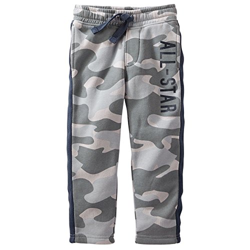 OshKosh Boy's Straight Fit Fleece Pants, Grey Camo, 6m