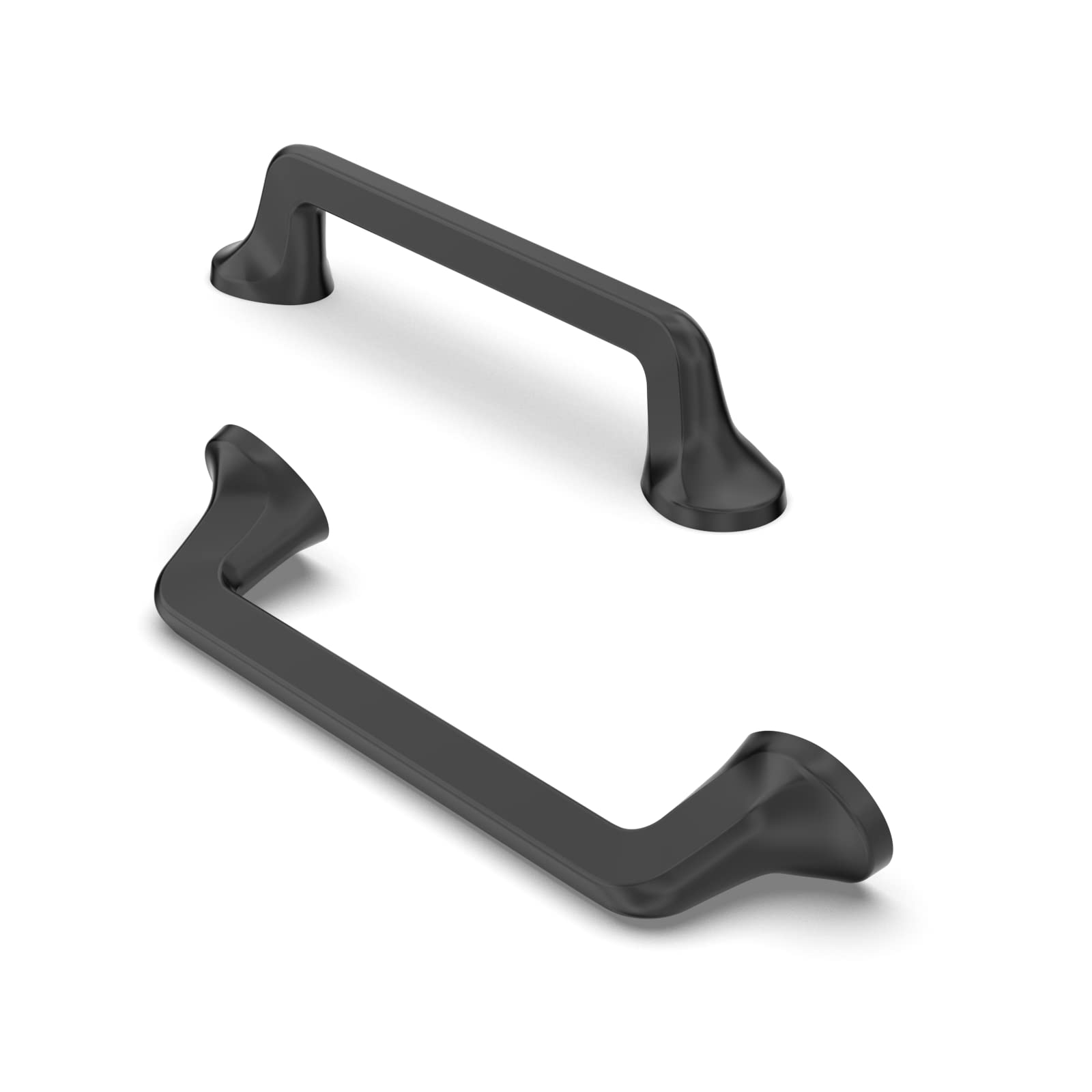 Furniware Pack of 10 Black Zinc Cabinet Handles, 96mm, Matt Black, Modern or Classic Style, Art Deco, Ambidextrous, 10 Count