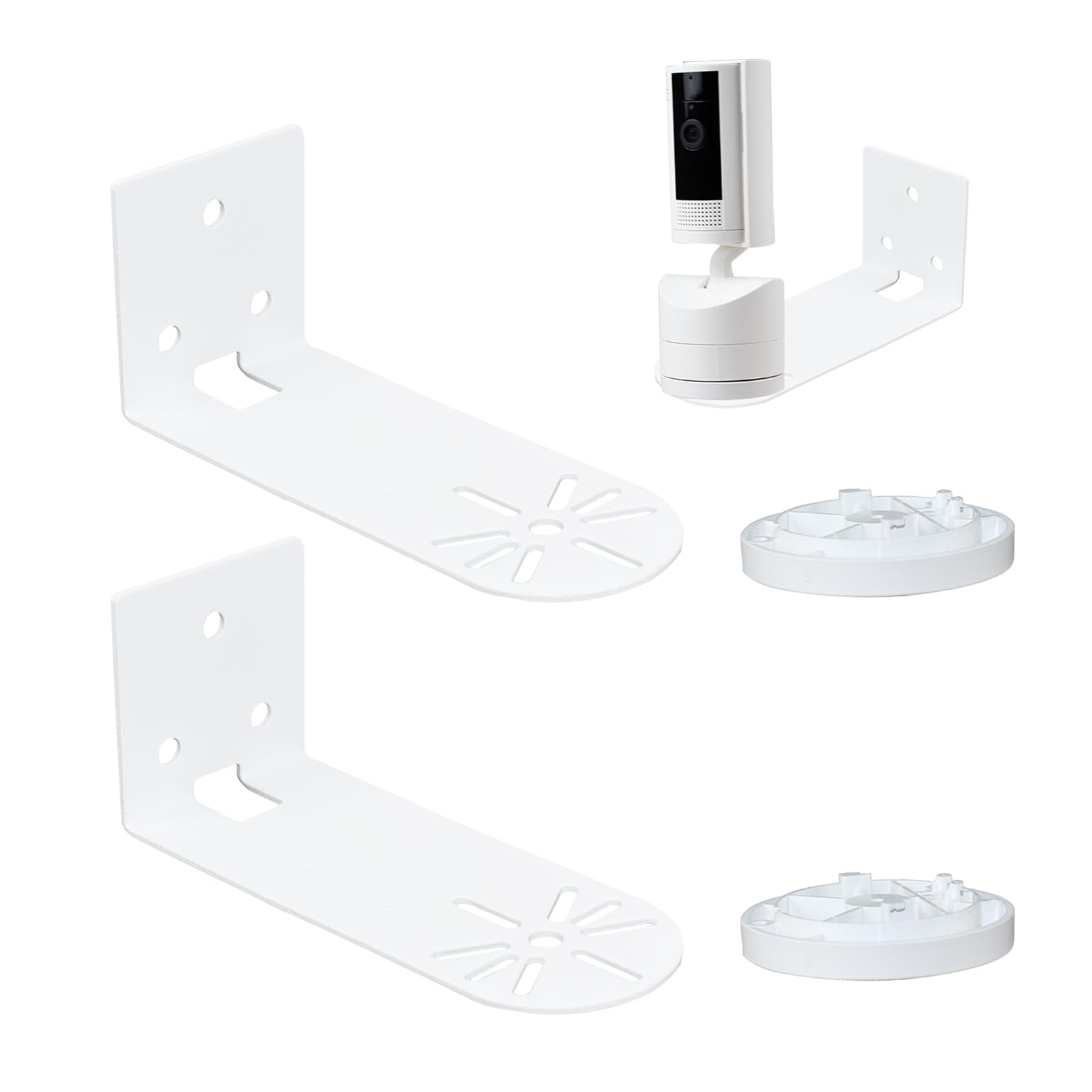 Photo 1 of 2 Pack Adhesive Wall Mount Compatible with Ring Pan-Tilt Indoor Cam,Ring Indoor Cam, Adjustable Metal Camera Holder Bracket Camera Corner Ceiling Mount, Easy to Install, White
