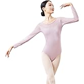 RuiBalletto Women Ballet Leotard Long Sleeve, Back Kink Dance Bodysuits
