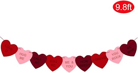 Amazon Com Valentines Day Banner Decor Felt Heart Garland Banner