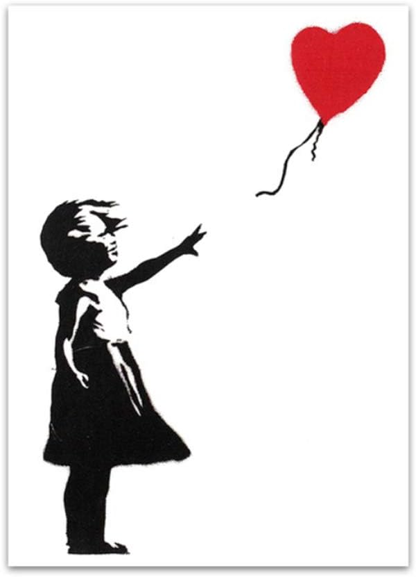 Banksy Graffiti Art Canvas Painting Chica con globo rojo Impresión en