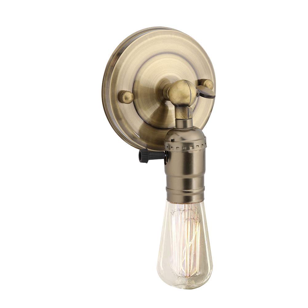 Zerodis Vintage Light Holder, E27 Retro Wall Lamp Holder with Switch for Home Use and Decoration 220V (Bronze)