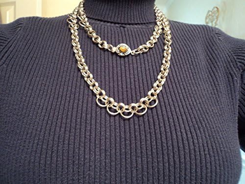 43" Cable and Vertebrae Weave Chain Maille Necklace