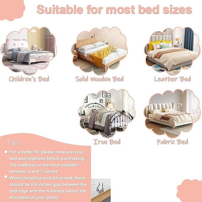 Foldable Crib Rail Guard,Toddler Bed Rails Guard,Universal Baby & Children Bed Rail,Upgrade Reinforced Safety Bed Fence Protector Rail for Cribs, Twin, Double, Full Size Queen & King Bed (70 Inch)