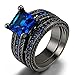 ZHENYUL 2.0ct Women's Black Gold Blue Sapphire Princess Cut CZ Topaz Anniversary Band Engagement Bridal Wedding Rings Set Jewelry