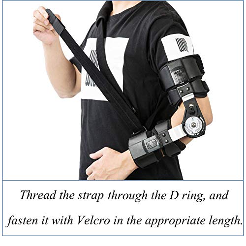 Hinged ROM Elbow Brace, Adjustable Post Op Elbow Brace with Strap for Support Post Op Injury Recovery (Right)