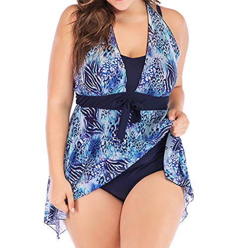 image for SSYUNO-swimwear SSYUNO Women Plus Size Leaves Print Tankini Swim Elega