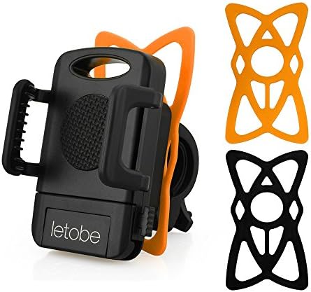 Bike Mount Holder, letobe Universal Cell Phone Bicycle Handlebar Cradle for iPhone 6 6S Plus 5S 5 Samsung Galaxy S3 S4 S5 S6 S7 Note 3/4/5,Nexus,HTC,LG,BlackBerry With Orange And Black Flexible Strap