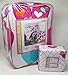 Girls 5pc TWIN SIZE Pink, Purple, Blue Hearts 100% Cotton Comforter, Pillow Sham and Sheet Set