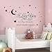 Soledi Black Vinyl Wall Decal I Love You to the Moon and Back Again Wall Sticker Letters Words Baby Kids Room Bedroom Art Wall Decor