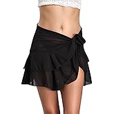 Block Garden Women Swimsuit Cover up Chiffon Ruffle Beach Sarong Wrap Skirt Pareo