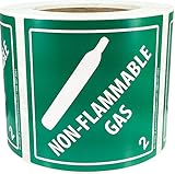 Hazard Class 2 D.O.T. Non-Flammable Gas Labels 4x4 Inch Square 500 Adhesive Labels