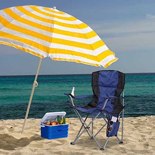 Relaxdays Campingstuhl faltbar, mit Getränkehalter, mit Rückenlehne und Armlehne, HxBxT: 93x77x52 cm, blau-schwarz – Bild 3