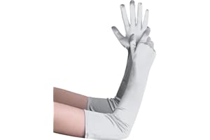 Brimekichio Long Satin Gloves for Women Stretchy Opera Gloves Elbow Length 20in 1920s Costume Party