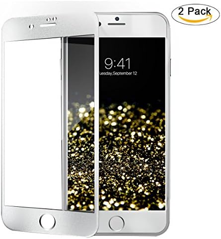 Titanium Alloy Frame iPhone 8 Plus/7 Plus Universal Screen Protector Tempered Glass,9H Hardness Matte Texture,3D Touch Metallic Luster,All-inclusive Body,Design for Apple iPhone 7/8 Plus [Silver]