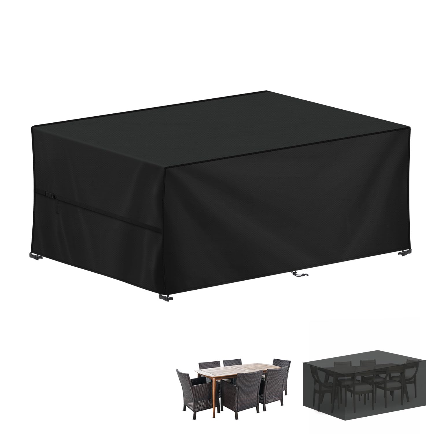 LAMUNI Large Garden Furniture Covers, 220x100x75cm Outdoor Garden Furniture Set Cover, 420D Oxford Patio Table Cover Waterproof Patio Furniture Covers for Outside Chair and Table Rattan Sofa