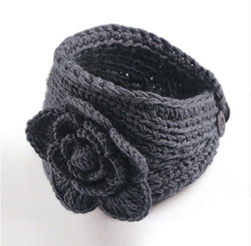 PAAT SHOP Quality Winter Fashion 13 Colors Flower Crochet Knit Knitted Headwrap Headband Ear Warmer Hair Muffs Band (Gray)