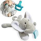 Soothie Pacifier, UDS Pacifier Clip with Detachable Soft Stuffed Animal as Pacifier Holder for Baby (Elephant)