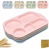 RUIBOLU Large 12 Inch Divided Plates for Kids Adults, Wheat Straw Portion Control Plate, Reusable Plastic Compartment Plates,Unbreakable Dinner Plates Dessert Plates, BPA Free