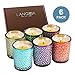 LANGRIA Aromatherapy Scented Candles, Glass Made, Organic 100% Natural Fragrance Soy Wax, Burning Time 12-15 Hours - Orchid/Mint/Lemon/Rose/Lavender/Vanilla Gift Set (6 Pcs x 2.5 Oz)