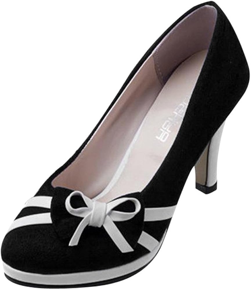 Escarpins Femmes Talon Aiguille Hauteur 10 Cm Chaussures Talon Haute Rockabilly Cute Cosplay Chaussures A Talons Avec Noeud Escarpins Chaussures