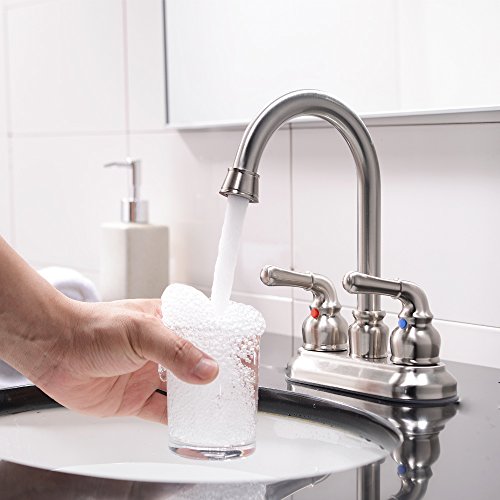 VCCUCINE Commercial Contemporary Brushed Nickel Two Handle Bathroom Sink Faucet, Without Included Pop Up Drain and Hot & Cold Water Hose - Thumbnail 4