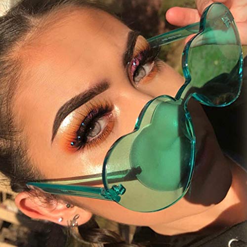 Ultrafun 6Pack Unisex Colored Sunglasses Transparent UV Protection Candy Color Rimless Glasses Oversized Tinted Eyewear for Valentines Party Cosplay Festival (Heart-6Pack)