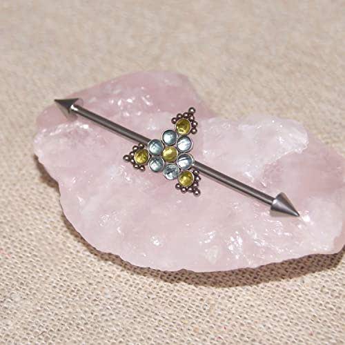 Industrial Bar with CZ Industrial Piercing Jewelry