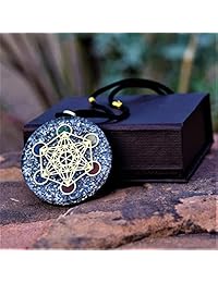 Colgantes Orgone hechos a mano para mujer: Reiki Metatron de 7 cristales de chakra, protege de EMF y mejor sueño, colgante con cordón de tela ajustable y fina.