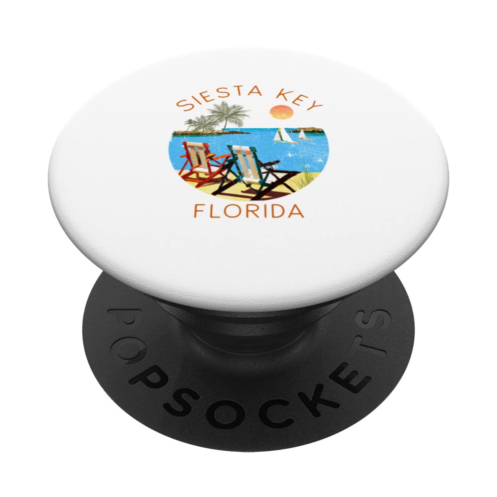 Retro Siesta Key Souvenir - Vintage beach Vacation PopSockets Swappable PopGrip