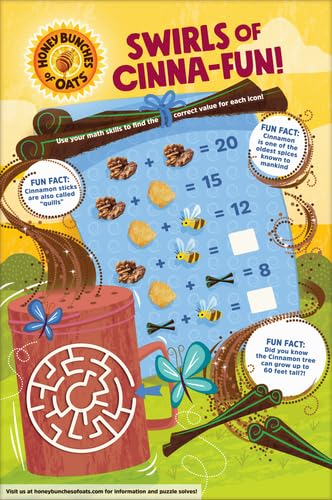 HONEY BUNCHES OF OATS CINNAMON BUNCHES, HEART HEALTHY, LOW FAT, MADE WITH WHOLE GRAIN CEREAL, 12 OUNCE