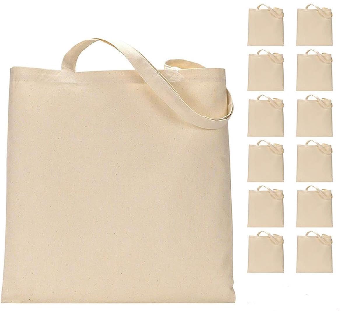 Heavy-Duty Natural Canvas Tote Bag - 14x13x3 Inches, Bottom Gusset, Reusable For Groceries, Crafts, Beach
