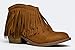 Fringe Ankle Boot- Western Cowgirl Closed Toe Bootie - Low Heel Casual Comfortable Cowboy Walking Boot