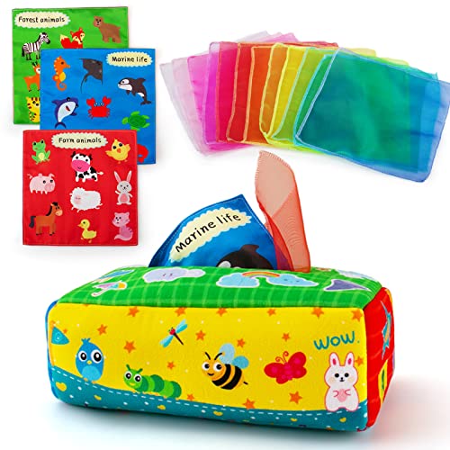 Baby Tissue Box Toy - Baby Toys 6 to 12 Months - Montessori Toys for Babies 6-12 Months - Infant Newborn Toddlers Sensory Toys Magic Tissue Box for 1 Year Old Boys Girls Early Learning Toys Baby Gifts