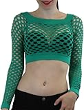 ToBeInStyle Women's Elastic Fishnet Long Sleeve Top - One Size - Green