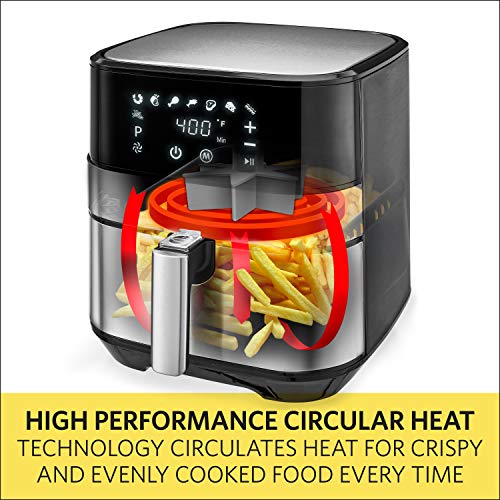 BELLA (14734) Touchscreen Air Fryer, 5.3 Quart, Stainless Steel