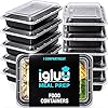 [10 Pack] 1 Compartment BPA Free Reusable Meal Prep Containers - Plastic Food Storage Trays with Airtight Lids…