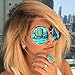 XXL Halo Double Wire Oversized Big Round ROXANNE Bohemian Coachella Sunglasses Color Gold Turquoise Mirror