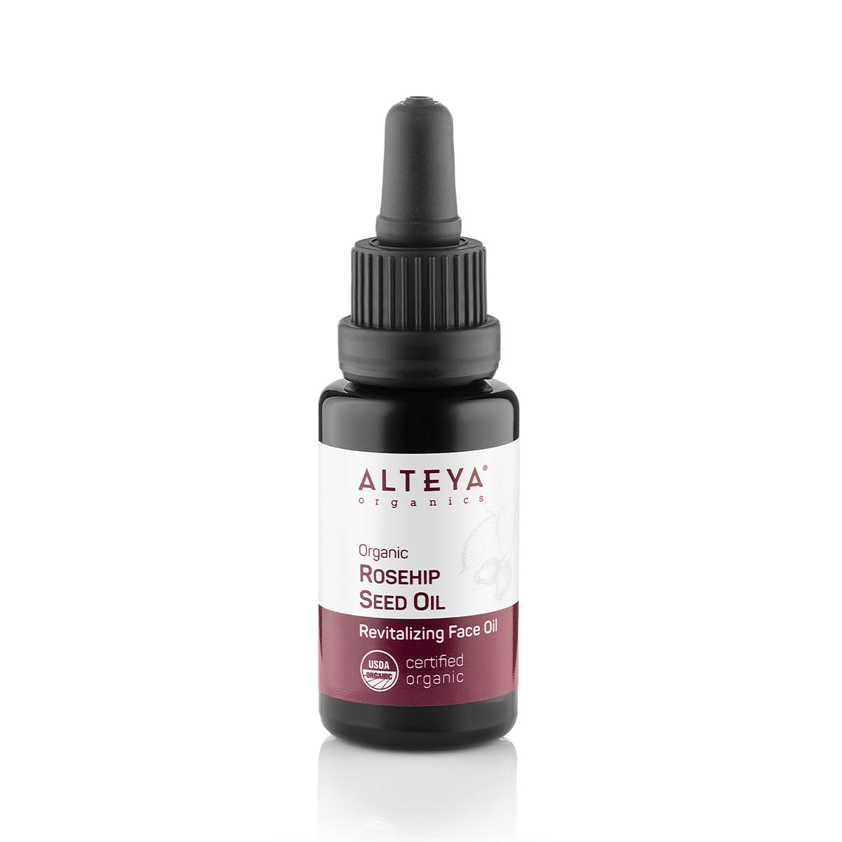 Alteya Organic Rosehip Oil 20ml - 100% USDA Certified Organic Pure Natural Cold-Pressed Rosehip Seed Carrier Oil - Moisturizing, Nourishing, Premium Therapeutic Grade Skin Treatment