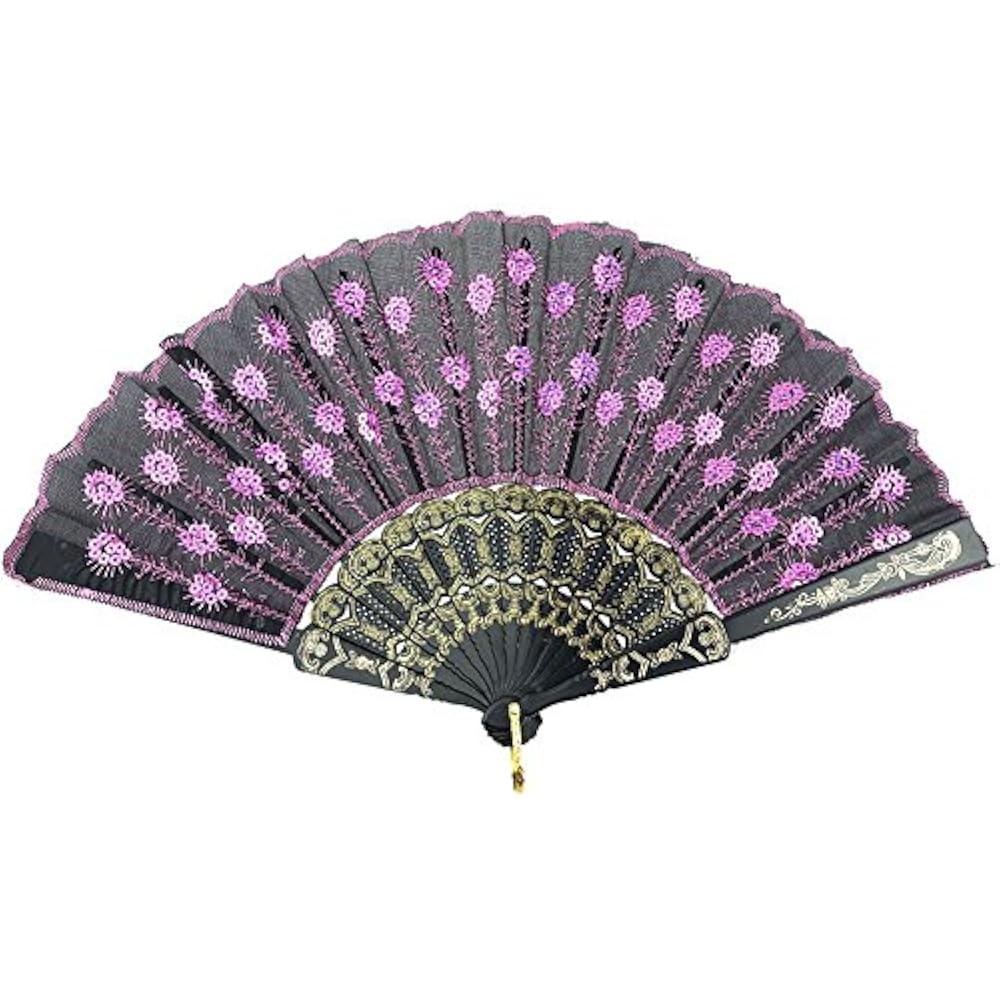 Folding Hand Held Fans Bulk Women Pack Of 10 Mixed Color Home & Kitchen