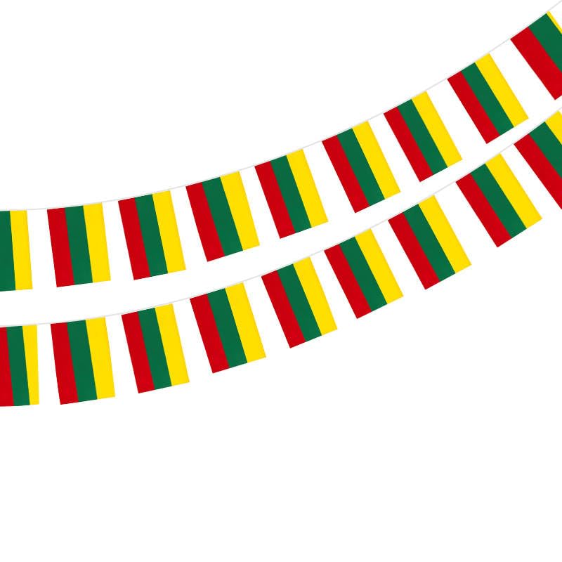 Pandiui23 Lithuania Flag 40pcs 11.4M Bunting 14x21cm Green Yellow Red Patriotic Event Decorative Banner