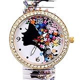 Wensltd Clearance Sale! Luxury Girl Diamond Flower Shrink Bracelet Watch