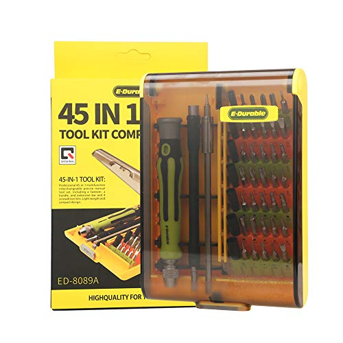 Torx Screwdriver Set, T4 T5 T6 T7 Torx Security T8 T10 T15 T20 Hex Nut Pentalobe Flathead Triwing Triangle Square Bit Tool Kit with Flexible Shaft Extension for Precise Repair Maintenance (45 IN 1)