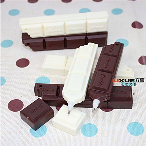 Happy Star® Chocolate Bar Shaped Novelty Ballpoint Gel Pens Cute Party Gift Bag Fillers (White)