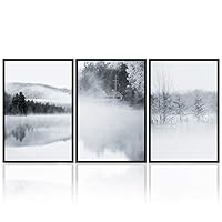 3 Piece Framed Canvas Wall Art Misty Forests Canvas Prints Home Artwork Decoration for Living Room,Bedroom - 16
