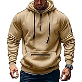 TAFLE Men's Fleece Hoodie Sweatshirts Workout Athletic Hoodies Long Sleeve Quarter Zip Pullover Sweatshirt with Kanga Pockets