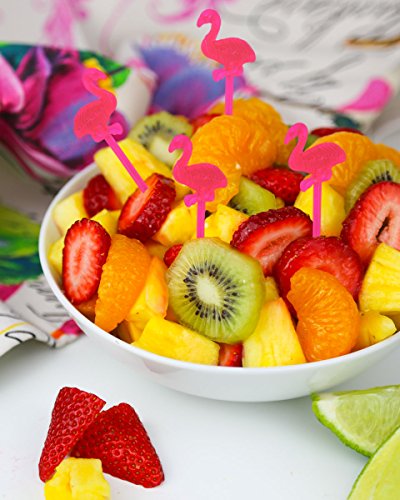 image for 90shine Flamingo Fruit Toothpicks Cupcake Toppers - Birthday Picks Sti