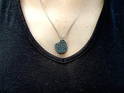 Shaped Israeli coin pendant, Mint year: 1980's, Imprint: seven lamp candelabra, Origin: coin from the days of Simon Bar Kokhba, biblical pendant, Faith in the Bible, silver or patina color
